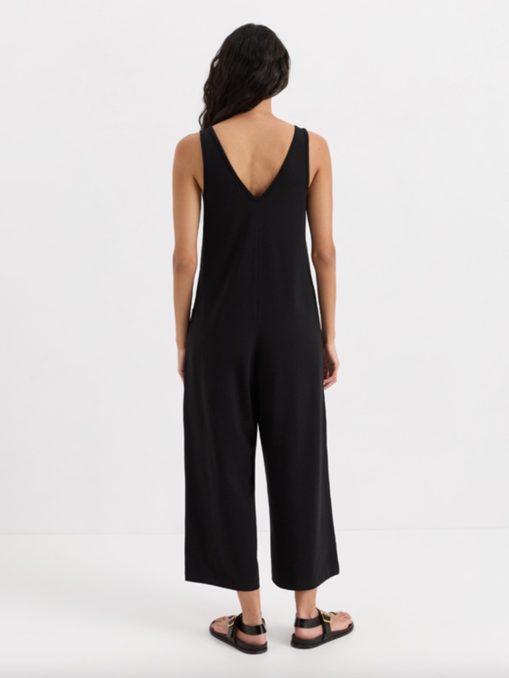 Pact Organic Cool Stretch Cropped Jumpsuit, Black, Large Fair Trade Ethical - Picture 7 of 7